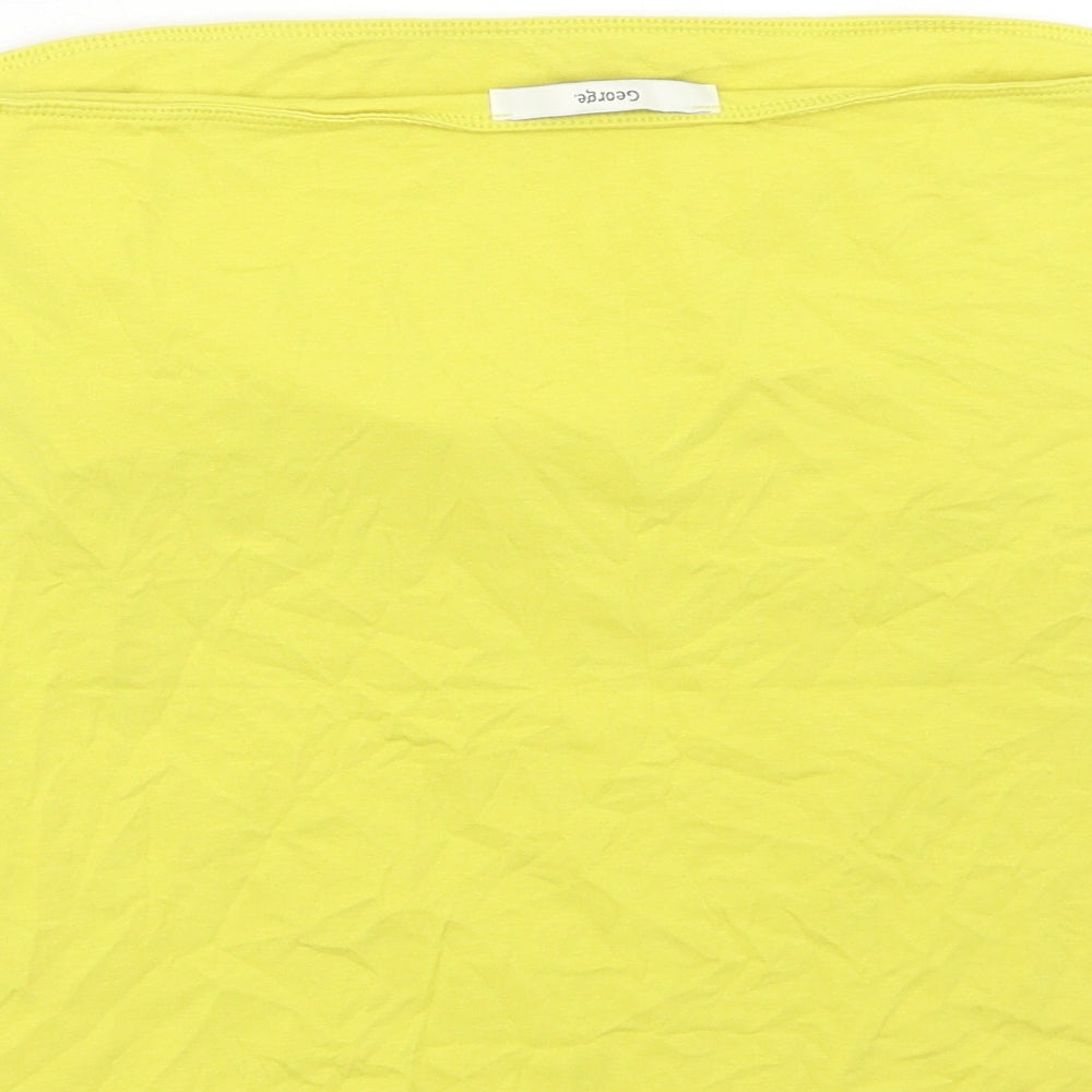 George Womens Yellow Cotton Basic Tank Size 12 Off the Shoulder