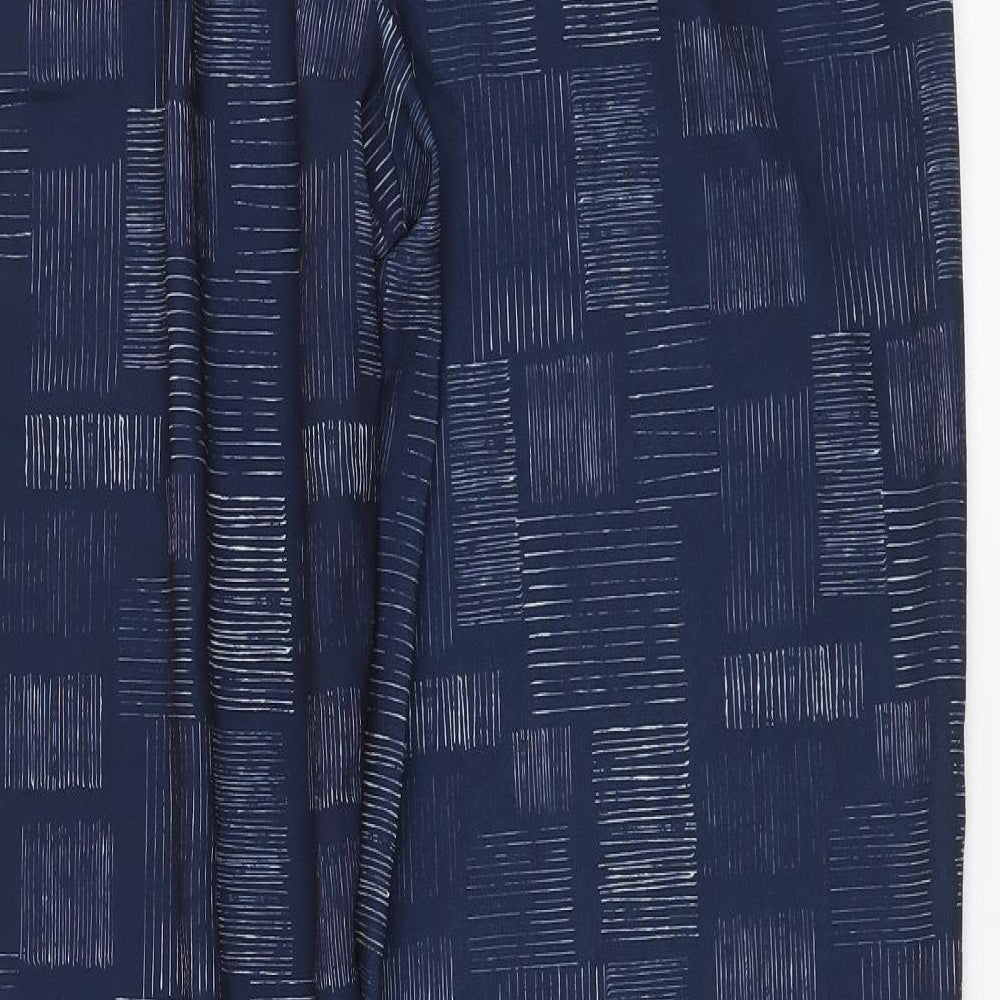 Viza Viz Womens Blue Geometric Polyester Trousers Size 12 L29 in Regular