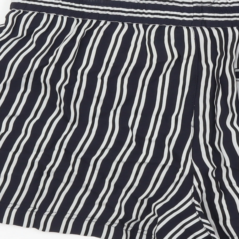 Urban Womens Blue Striped Polyester Paperbag Shorts Size S L3 in Regular