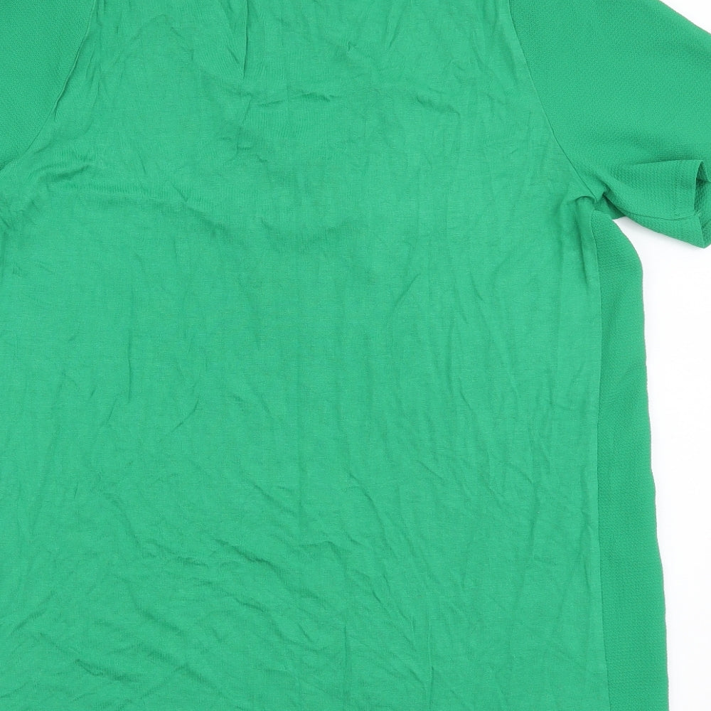 Papaya Womens Green Polyester Basic T-Shirt Size 10 V-Neck