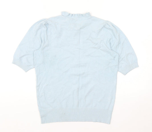 TU Womens Blue Mock Neck Viscose Pullover Jumper Size 12