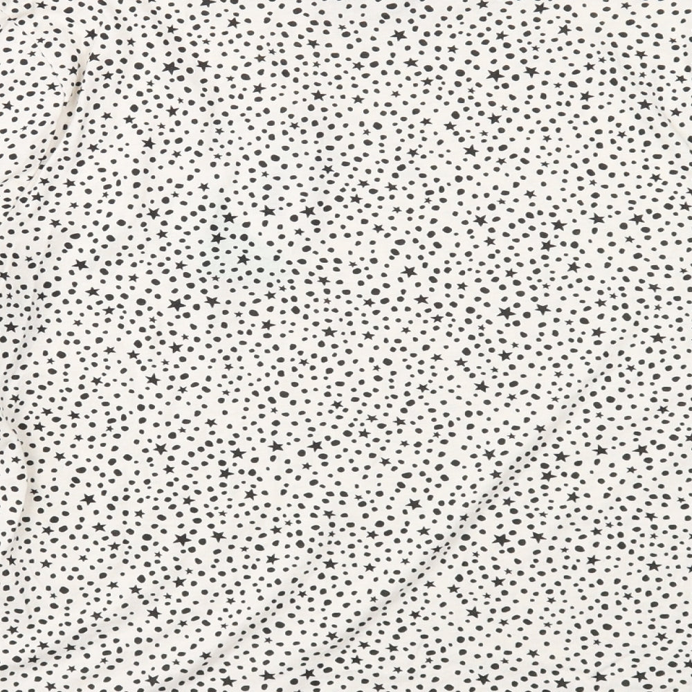 TU Womens White Round Neck Polka Dot Cotton Pullover Jumper Size 10