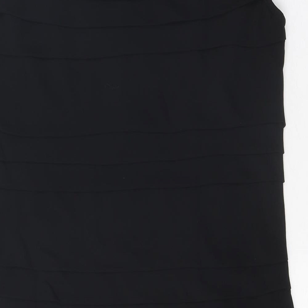 French Connection Womens Black Polyester A-Line Size 10 Scoop Neck Zip