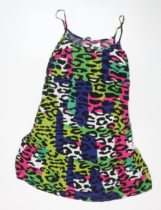 Matalan Womens Multicoloured Geometric Viscose Slip Dress Size 8 Round Neck Pullover