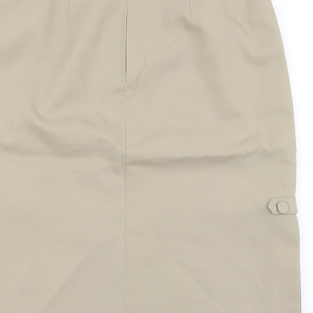 Pola Womens Beige Polyester Straight & Pencil Skirt Size 14 Zip