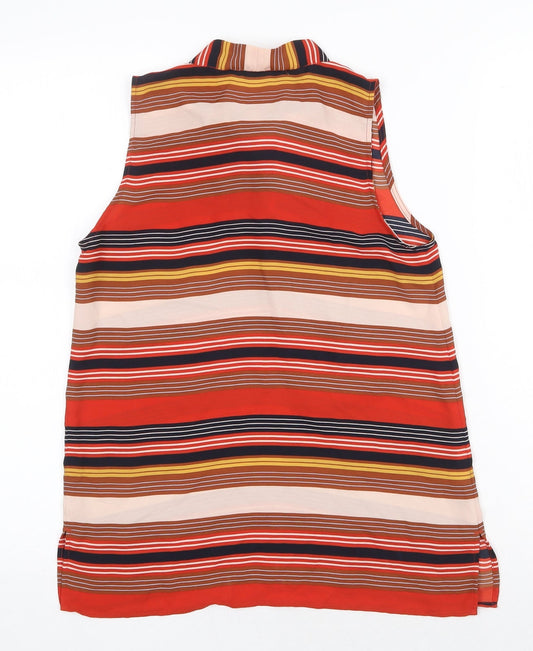 LOFT Womens Multicoloured Striped Polyester Basic Tank Size 2XS Round Neck