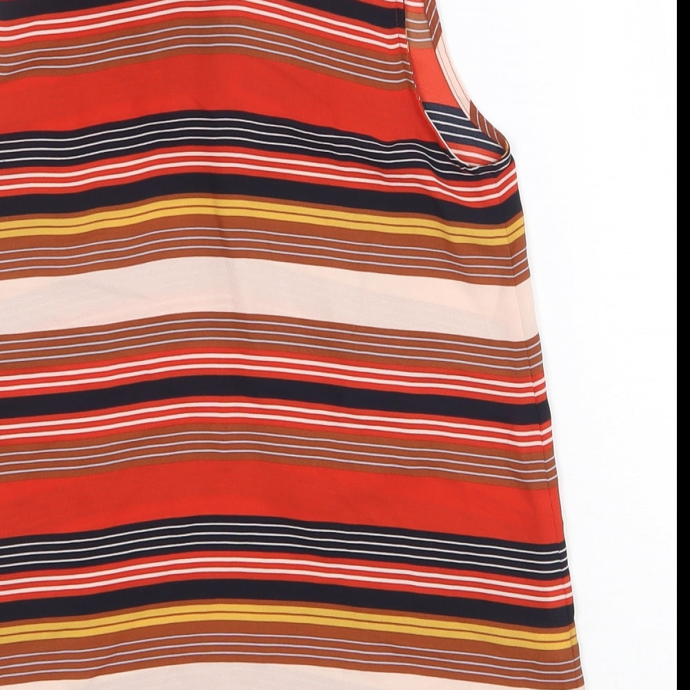 LOFT Womens Multicoloured Striped Polyester Basic Tank Size 2XS Round Neck