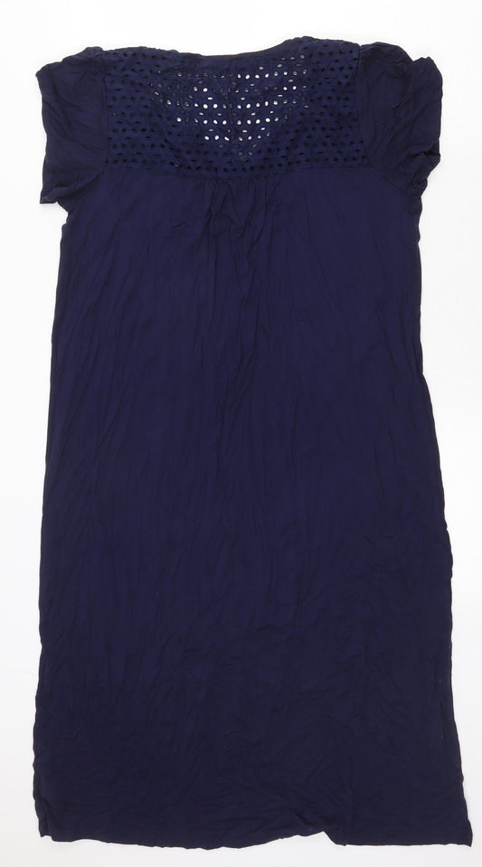 F&F Womens Blue Polyester Shift Size 12 V-Neck Pullover