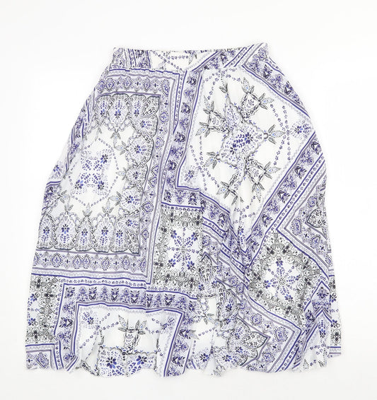 H&M Womens Blue Geometric Polyester A-Line Skirt Size 8