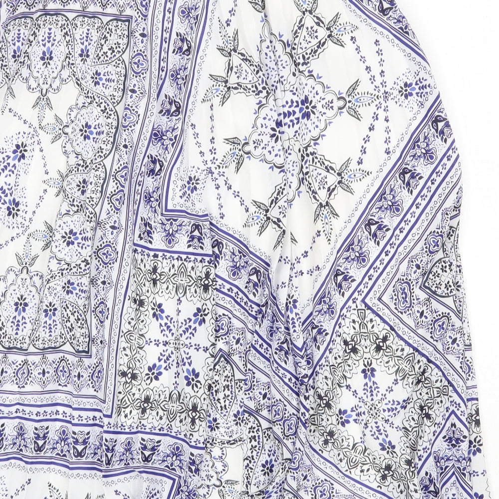 H&M Womens Blue Geometric Polyester A-Line Skirt Size 8