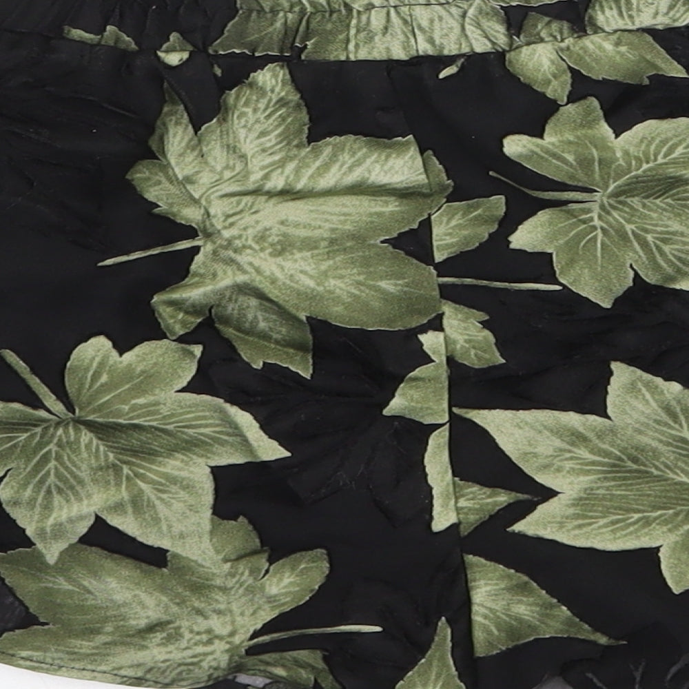 New Look Womens Green Floral Polyester Bermuda Shorts Size 8 Regular Pull On