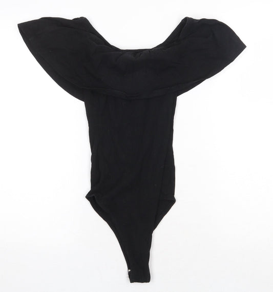 Primark Womens Black Cotton Bodysuit One-Piece Size 4 Snap
