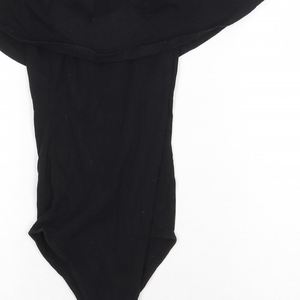 Primark Womens Black Cotton Bodysuit One-Piece Size 4 Snap