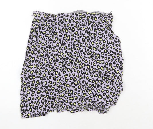 Miss Selfridge Womens Purple Animal Print Polyester Mini Skirt Size 4 Zip - Leopard Print