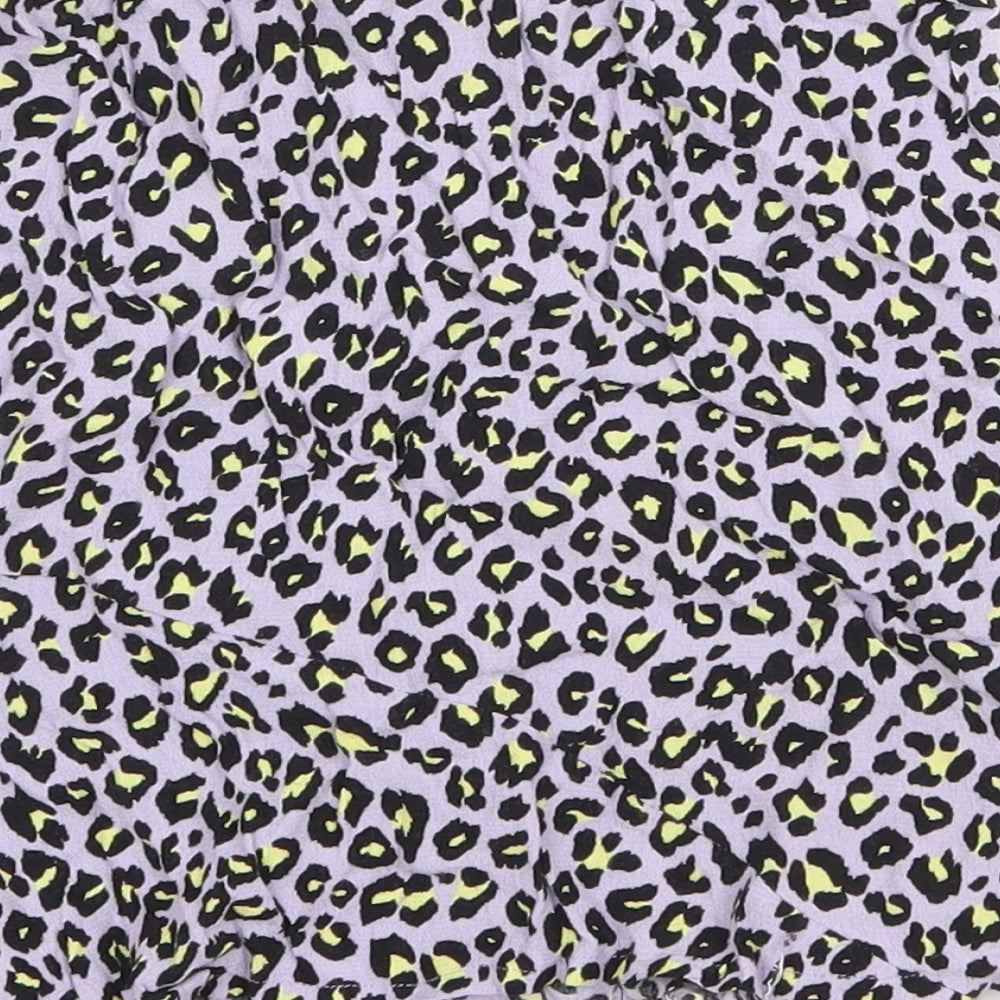 Miss Selfridge Womens Purple Animal Print Polyester Mini Skirt Size 4 Zip - Leopard Print
