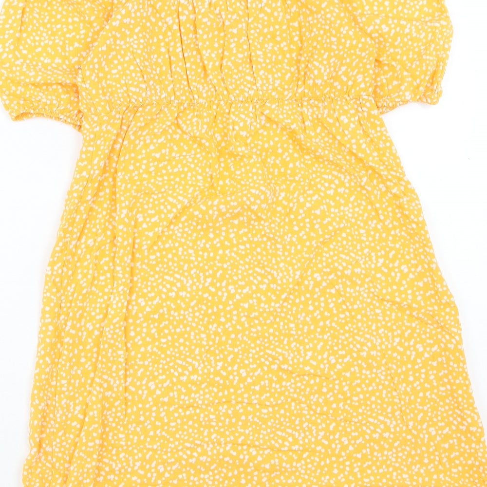 Primark Womens Orange Animal Print Viscose A-Line Size 8 Boat Neck Pullover