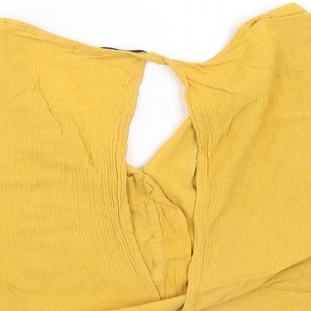 Womens UK Size M Pull&Bear Yellow Cropped Blouse