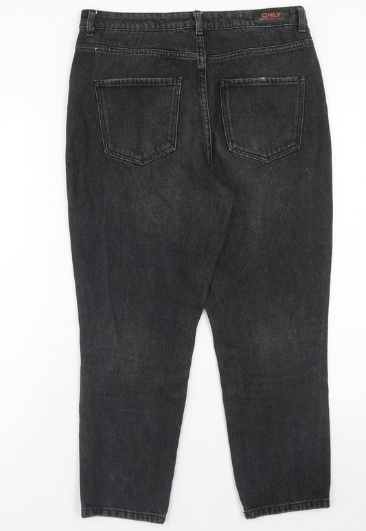 Only Womens Black Cotton Straight Jeans Size 30 in Regular Button