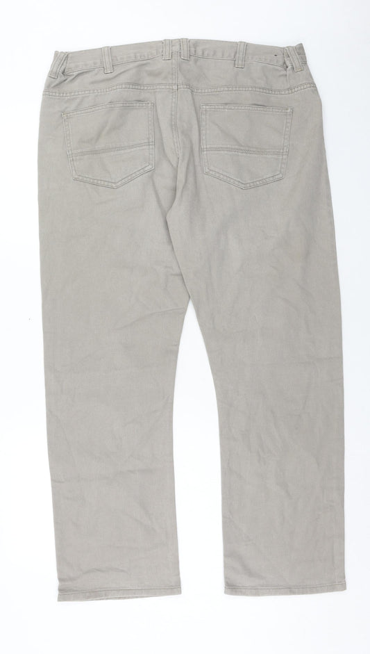 Denim & Co. Mens Grey Cotton Straight Jeans Size 38 in L30 in Regular Button