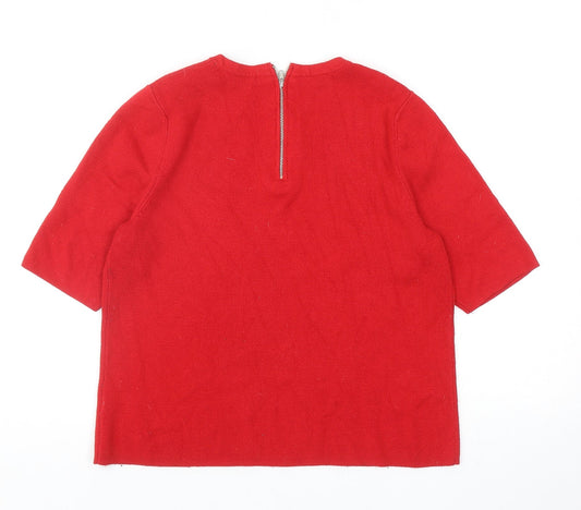 George Womens Red Round Neck Polyester Pullover Jumper Size 12