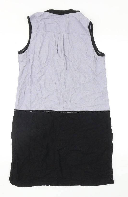 NEXT Womens Grey Colourblock Viscose Shift Size 10 V-Neck Button