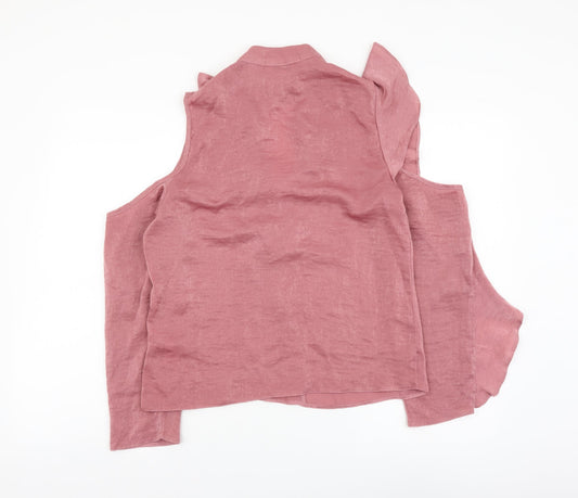 Miss Selfridge Womens Pink Polyester Basic Blouse Size 10 Round Neck
