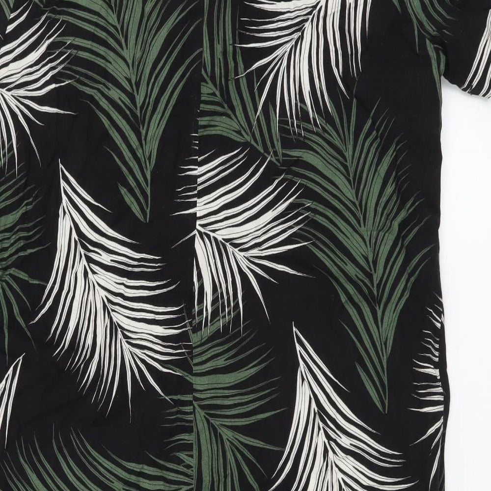 Dorothy Perkins Womens Black Floral Viscose Shift Size 10 V-Neck Button