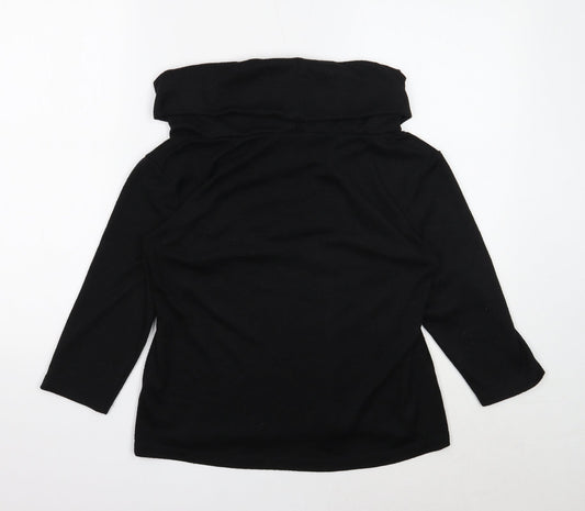 Classic Womens Black Roll Neck Polyester Pullover Jumper Size 14