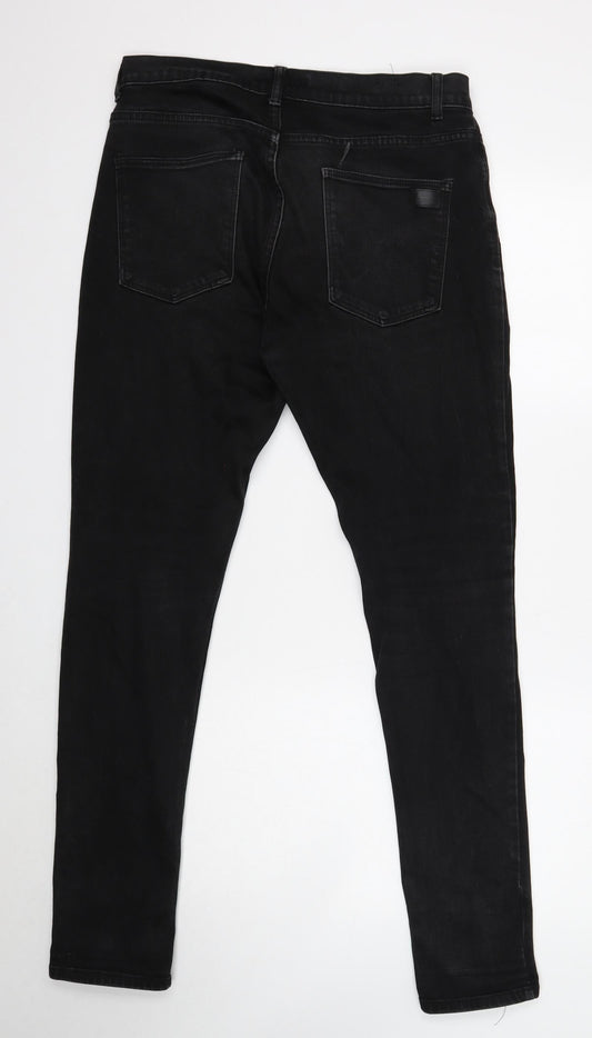 Ziggy Mens Black Cotton Skinny Jeans Size 32 in Regular Button