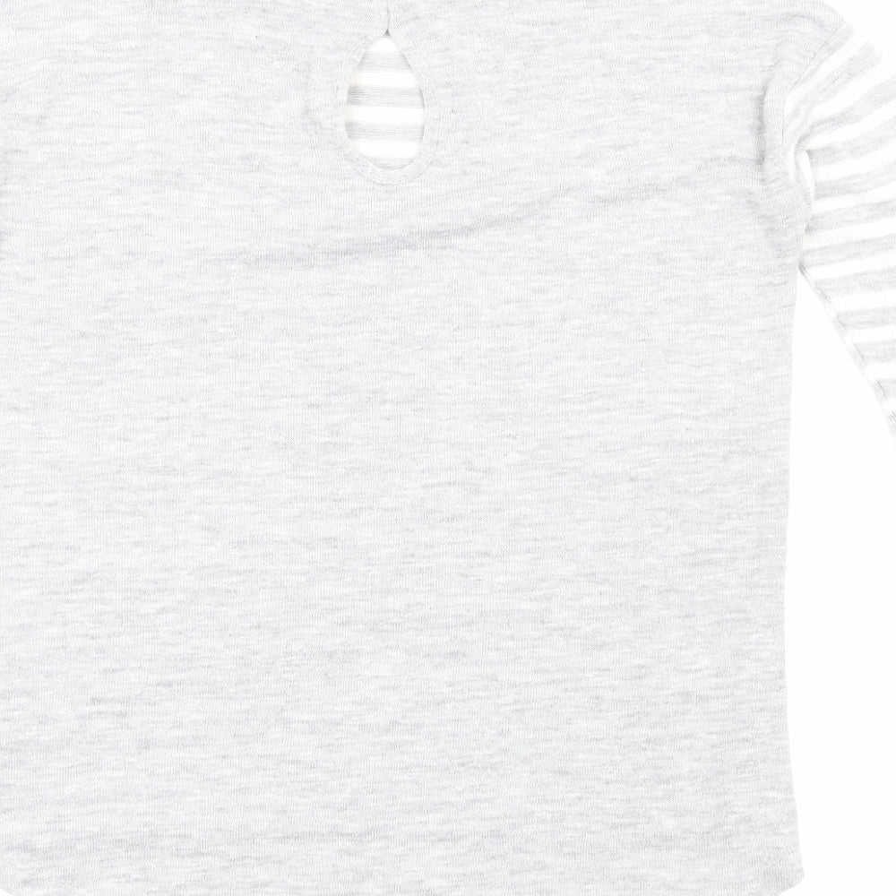 TU Womens Grey Striped Viscose Basic Blouse Size 12 Round Neck