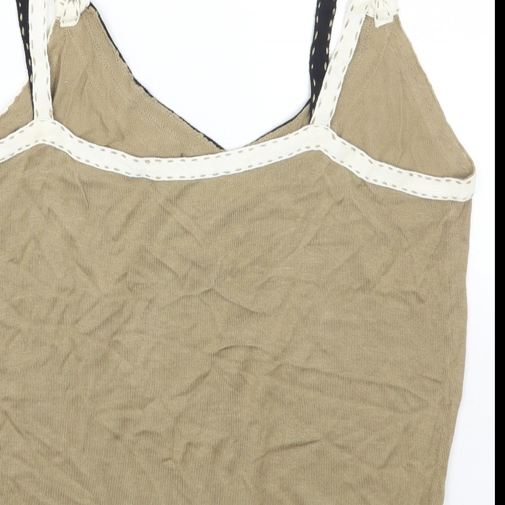 BANDOLERA Womens Beige Cotton Camisole Tank Size L V-Neck
