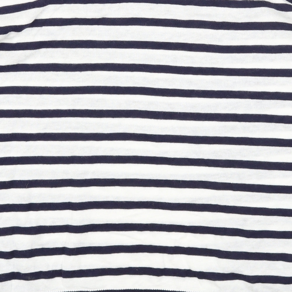 Gap Womens White Round Neck Striped Cotton Pullover Jumper Size XS