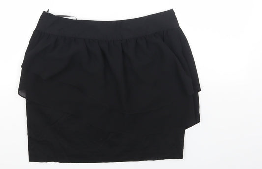 Oasis Womens Black Cotton Bandage Skirt Size 12 Zip
