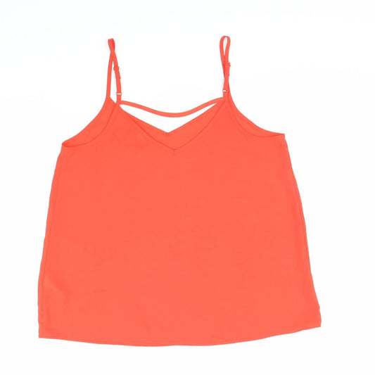 Primark Womens Red Polyester Basic Tank Size 10 V-Neck