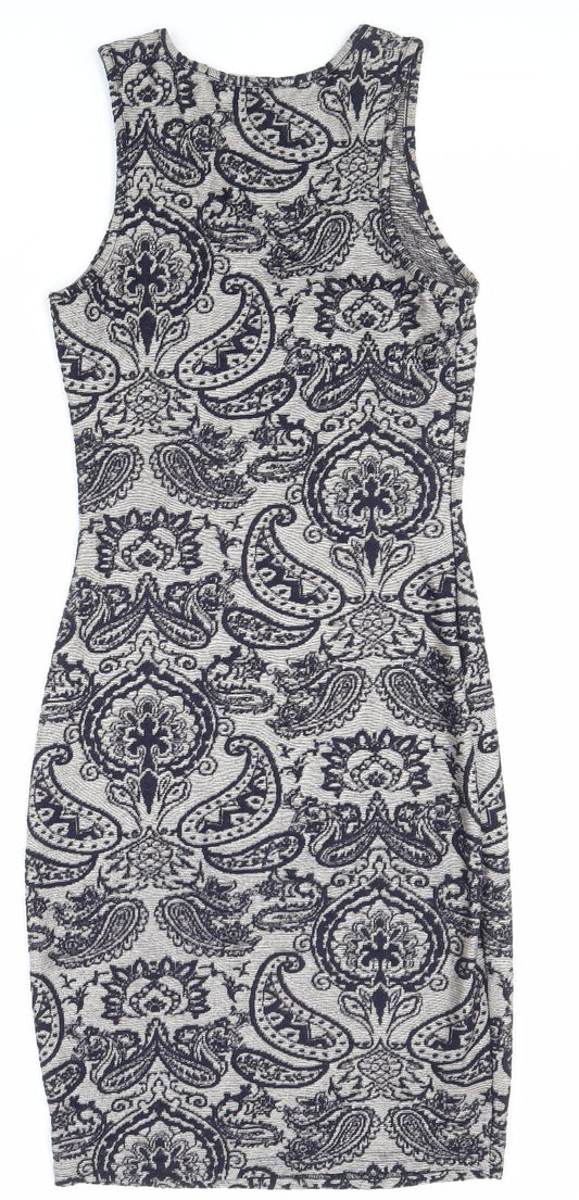 Atmosphere Womens Blue Paisley Polyester Pencil Dress Size 10 Boat Neck Pullover