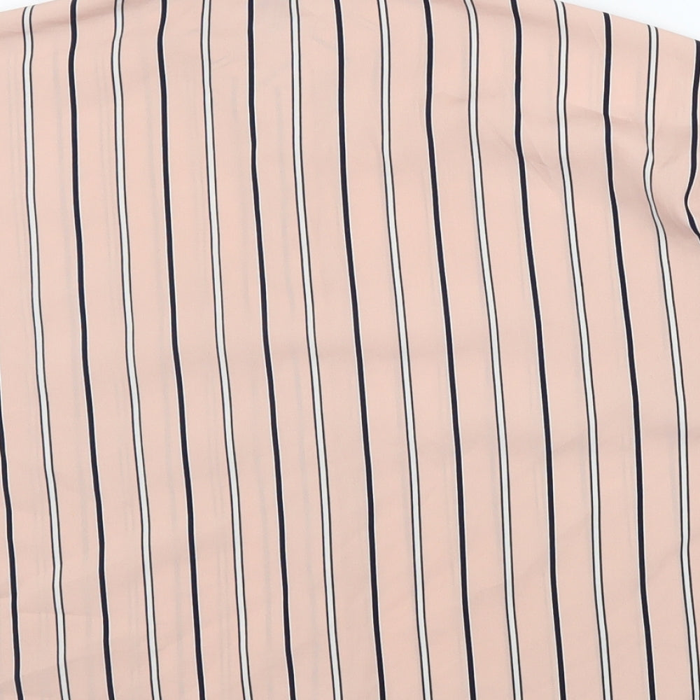 FOREVER 21 Womens Pink Striped Polyester Basic Button-Up Size S Collared - Box Fit Shirt