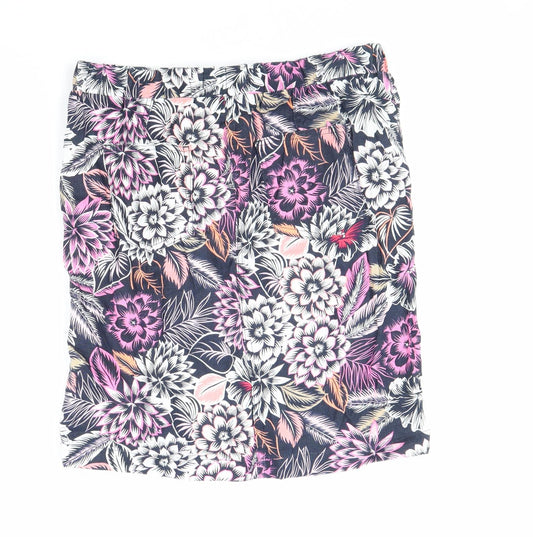 Marks and Spencer Womens Multicoloured Geometric Polyester A-Line Skirt Size 10 Drawstring