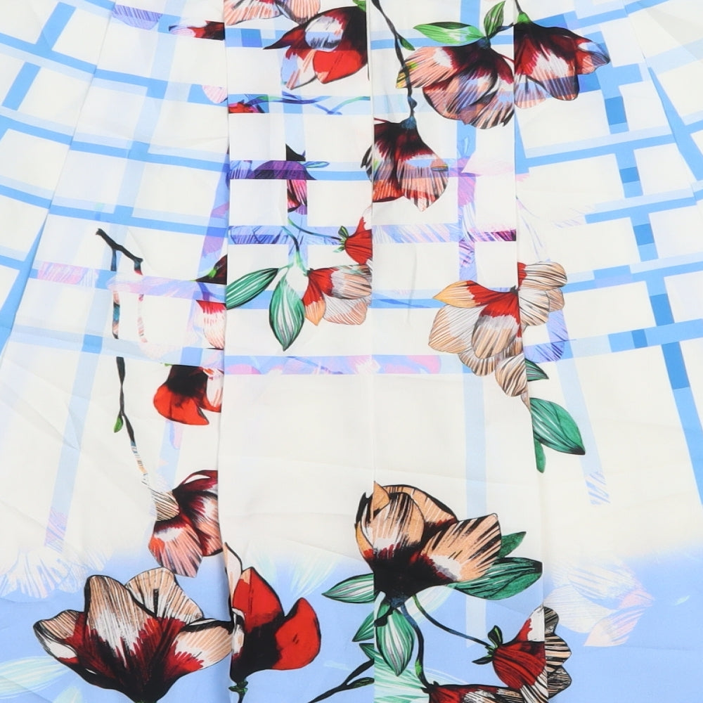 Great Plains Womens Blue Geometric Polyester A-Line Skirt Size 10 Zip