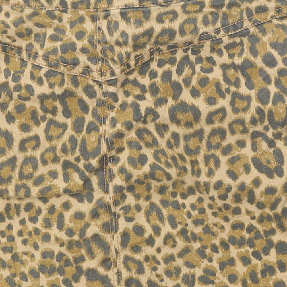 Divided Womens Multicoloured Animal Print Cotton Mini Skirt Size 6 Zip - Leopard Print