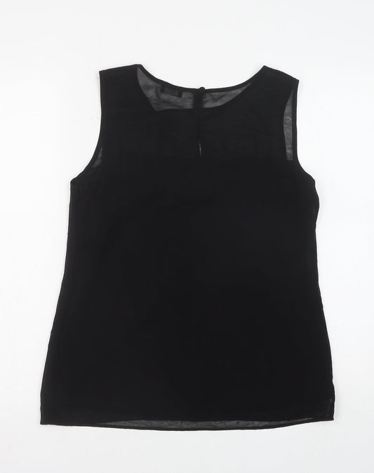F&F Womens Black Polyester Basic Blouse Size 10 Scoop Neck