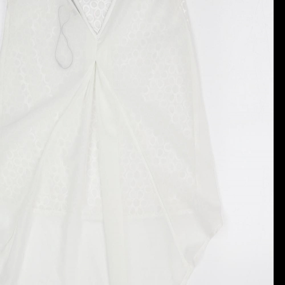 Papaya Womens White Floral Polyester Basic Tank Size 8 Round Neck - Dipped Hem