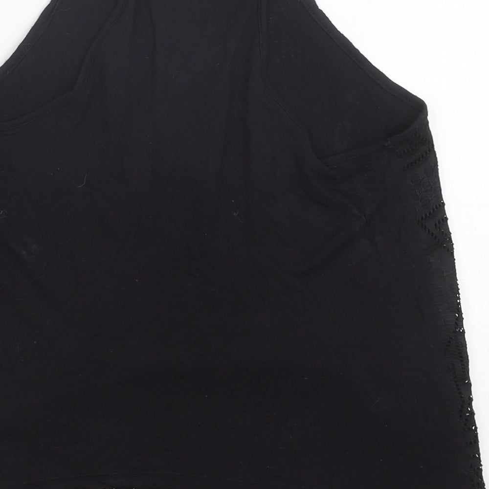 Primark Womens Black Geometric Polyester Basic Tank Size 6 Round Neck