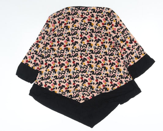 George Womens Pink Animal Print Viscose Basic Blouse Size 14 Scoop Neck