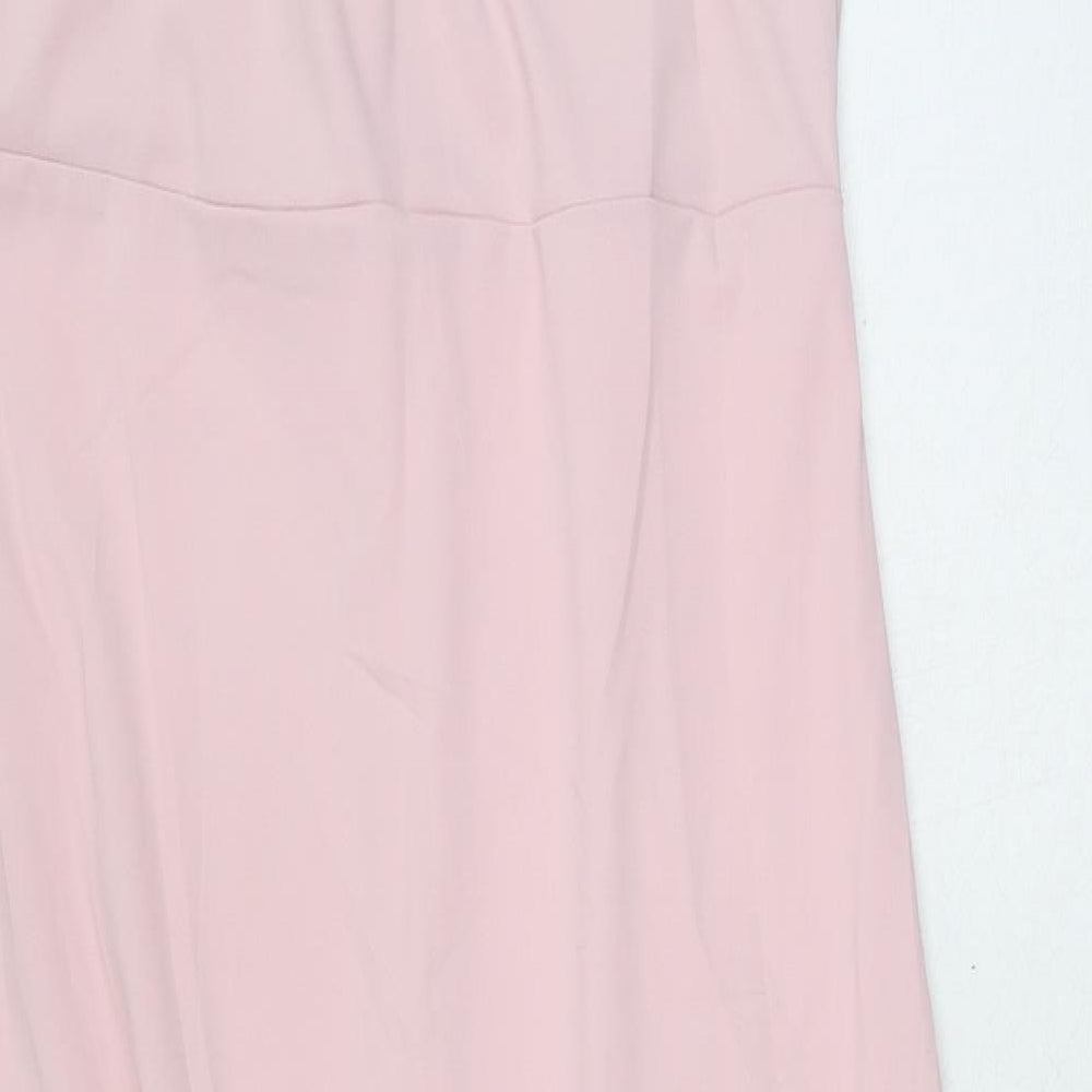 SheIn Womens Pink Polyester A-Line Size L V-Neck Pullover