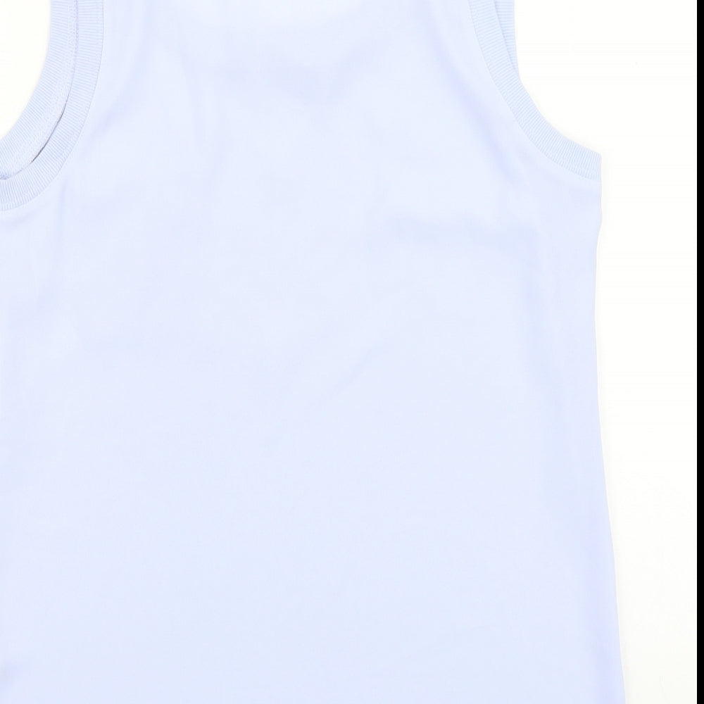 Papaya Womens Blue Polyester Basic Tank Size 12 Scoop Neck