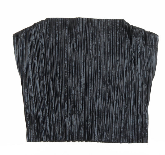 Zara Womens Black Polyester Basic Blouse Size M Boat Neck