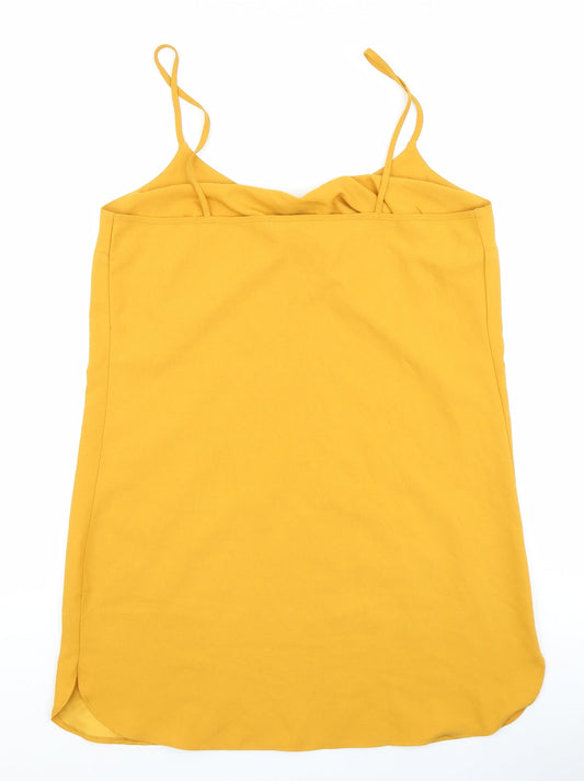 Missguided Womens Yellow Polyester Slip Dress Size 12 V-Neck Pullover