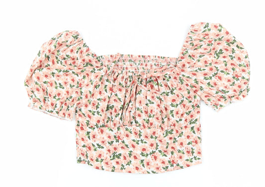 Womens UK Size XS SheIn Pink Cropped Blouse