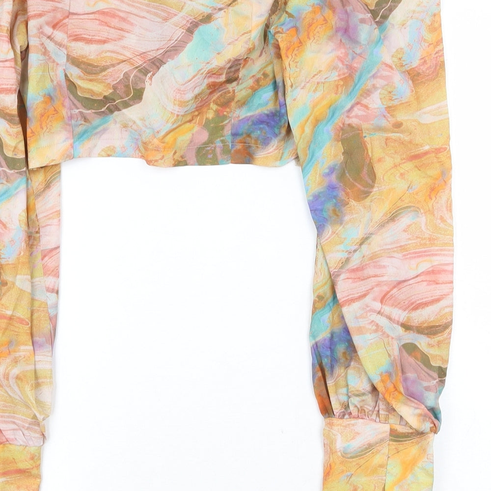 Womens UK Size 10 PRETTYLITTLETHING Multicoloured Cropped Blouse