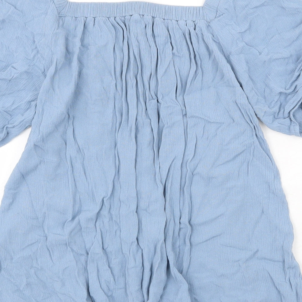 Womens UK Size 8 New Look Blue Basic Blouse